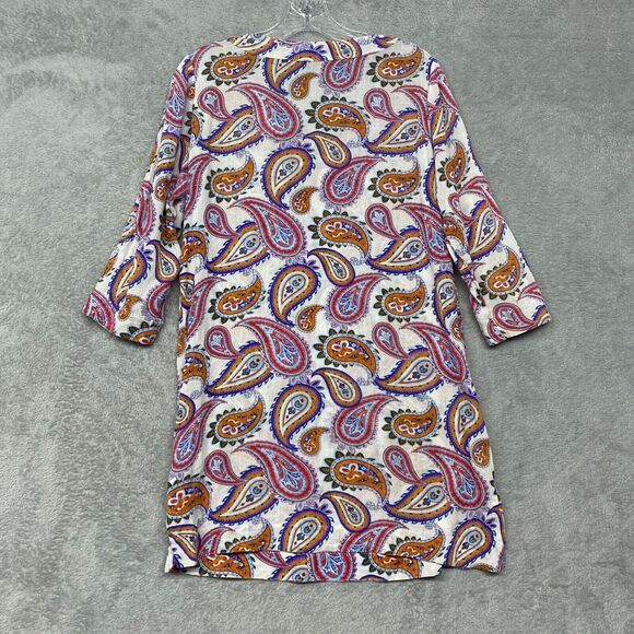 Lands End Dress Womens Extra Small Pullover V Neck Embroidered Paisley Cotton - Picture 6 of 8